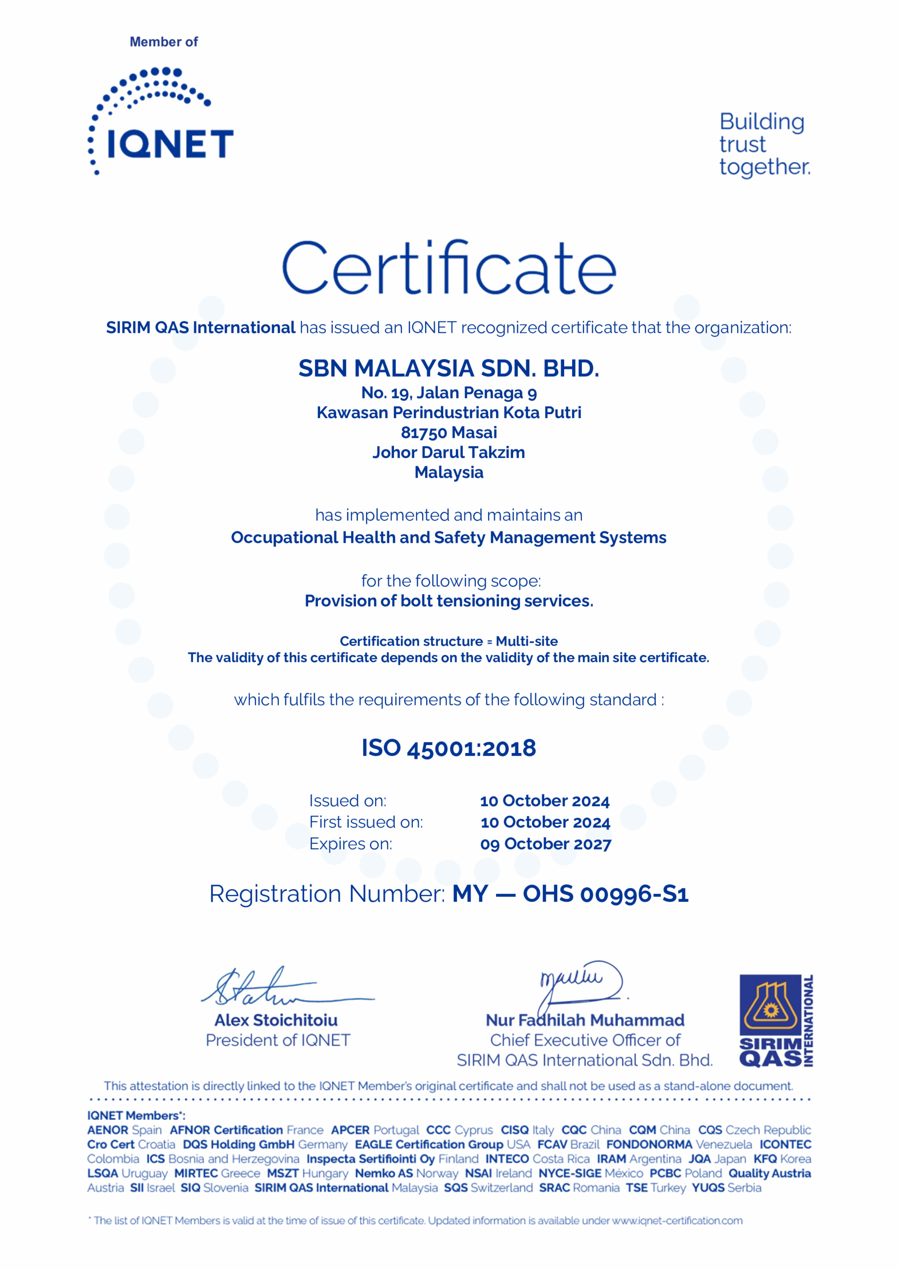 SBN IQNET ISO 45001