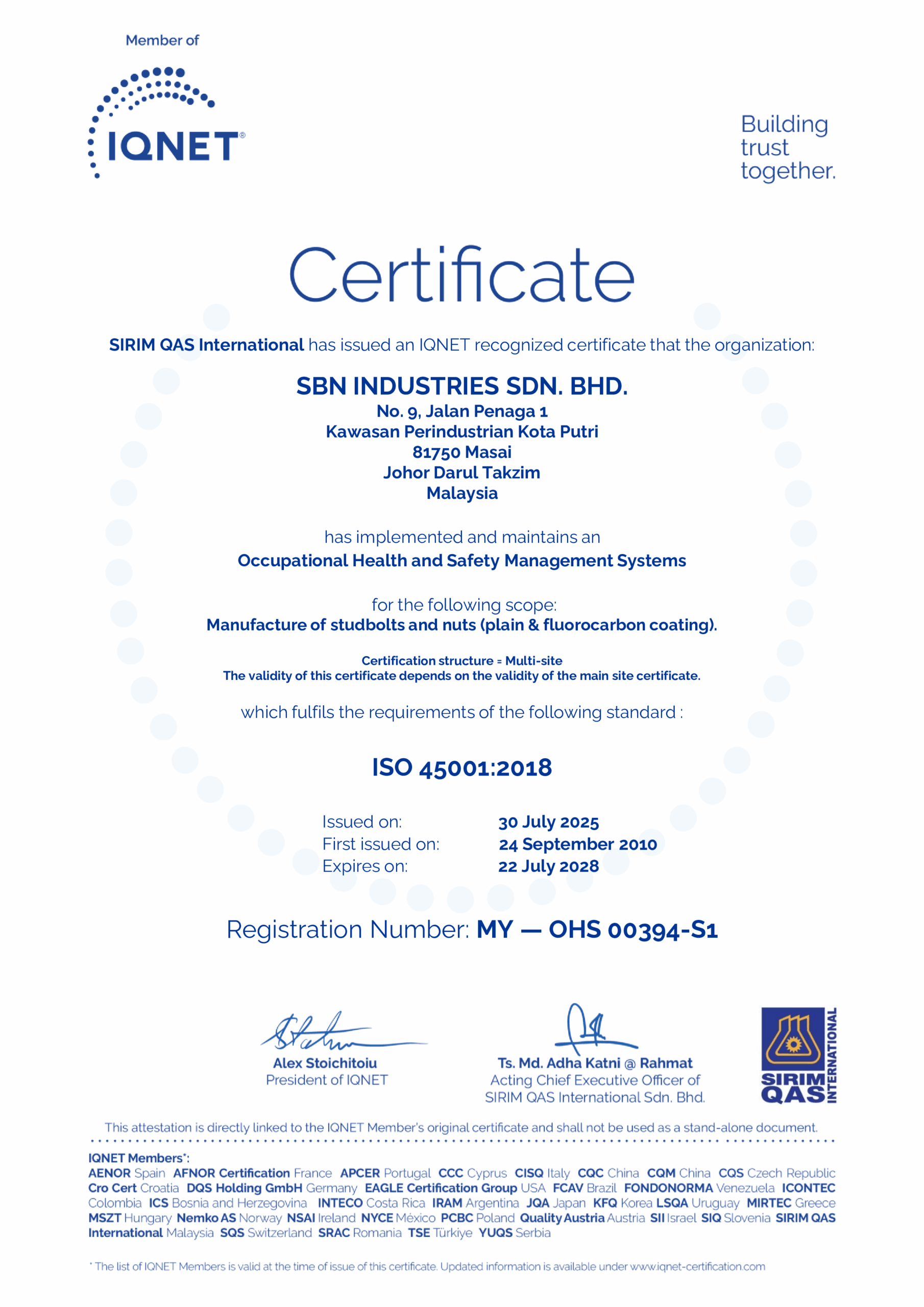 SBN ISO 45001