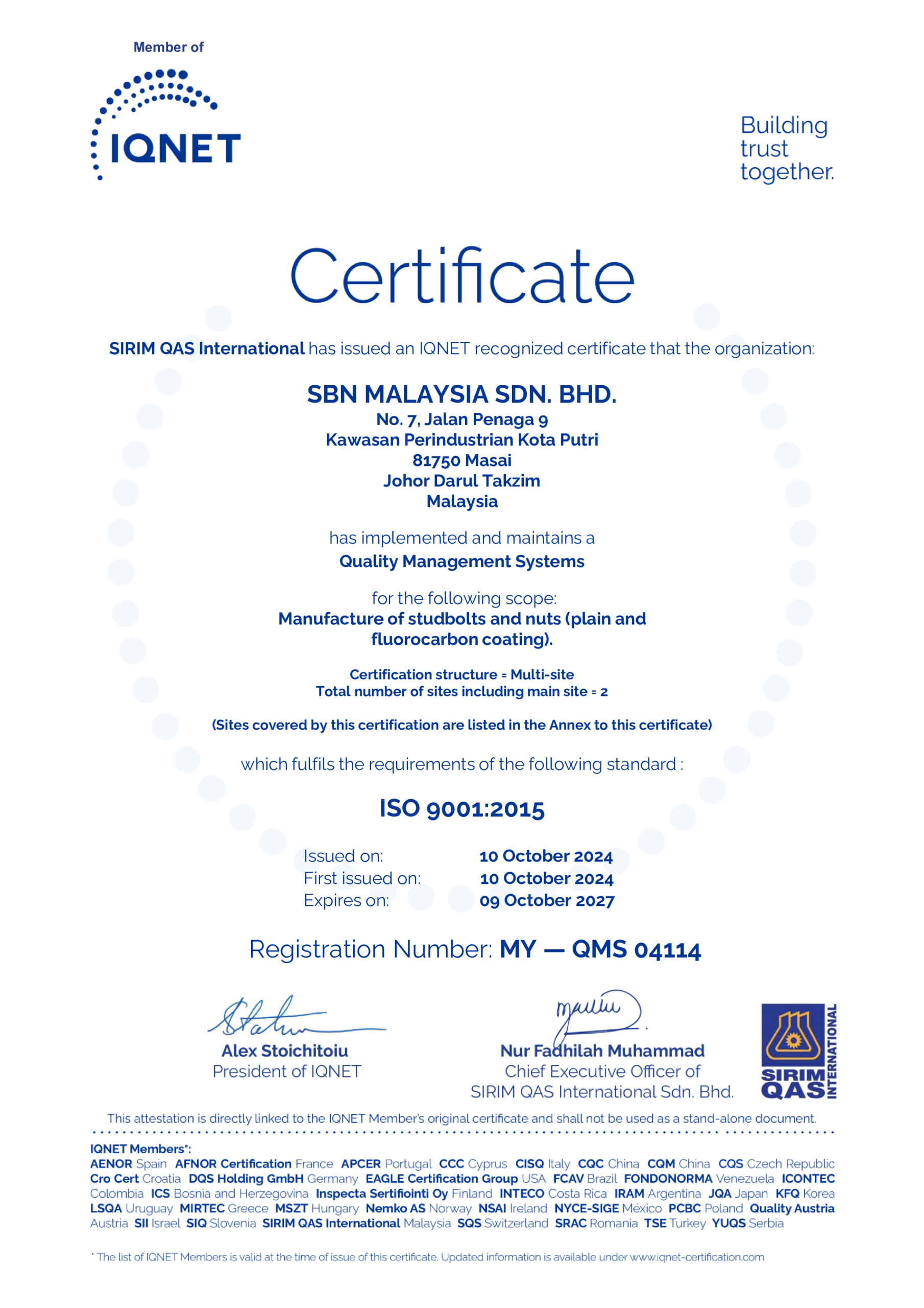 SBN ISO 9001